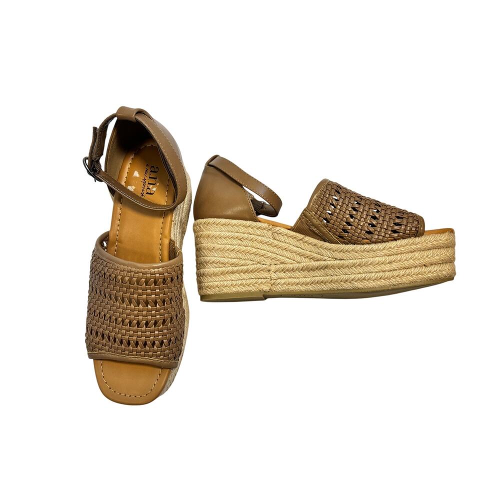 Summer Woven Espadrille Platform Wedge Sandals Brown Size 7.5 NWT